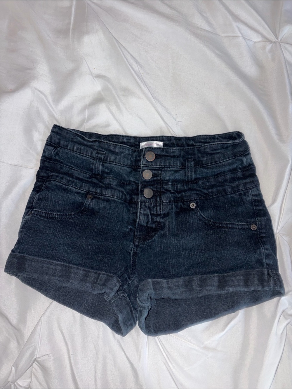 Xhilaration from (Target) High-Waist Dark Blue Cuffed Denim Shorts